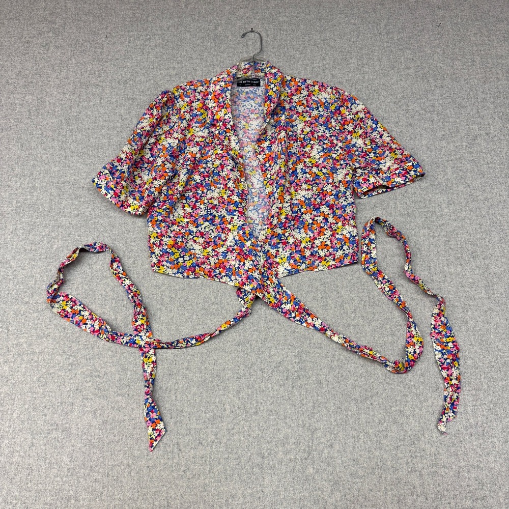The Fifth Label Floral Wrap Top Size M US 6 Multicolor Short Sleeve Crop Blouse
